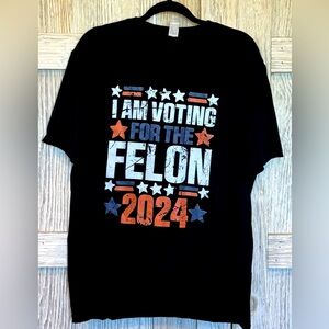 Black Graphic Tee with red white and blue Voting Design